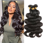 Boopwine Body Wave Bundles 12-inch close-up shows smooth Brazilian hair texture for versatile styling