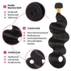 Boopwine Body Wave Bundles 16-inch close-up reveals full-bodied texture and natural color