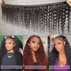 Boopwine deep wave bundles weft detail highlights durable double-machine construction for long-lasting wear.
