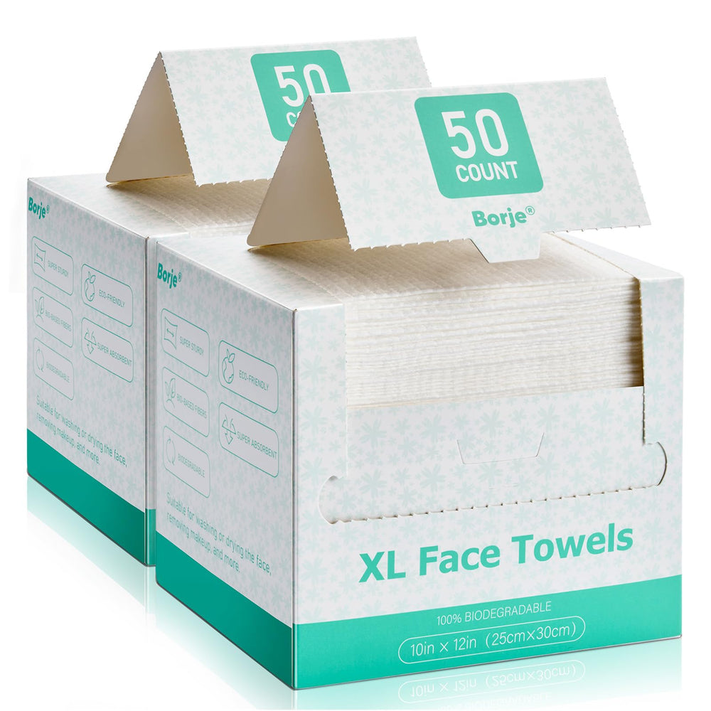 Borje toallas faciales XL, caja de 50, limpieza suave y amplia
