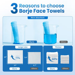 Borje toallas faciales XL, doble cara para limpieza profunda y suave