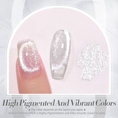 Born Pretty cat eye magnet swatch on nail showing magnetic effect