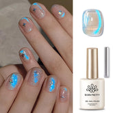Born Pretty Cat Magnetic Eye Gel azul con auroras para uñas modernas.