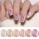 Born Pretty laca gel gatito magnetico, destellos rosa luna para uñas elegantes.