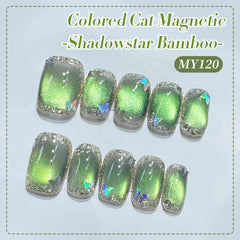 Born Pretty efecto ojo de gato holográfico en gel verde para uñas.