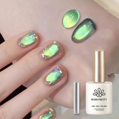 Born Pretty esmalte gel gato magnetico verde con efecto magnético.