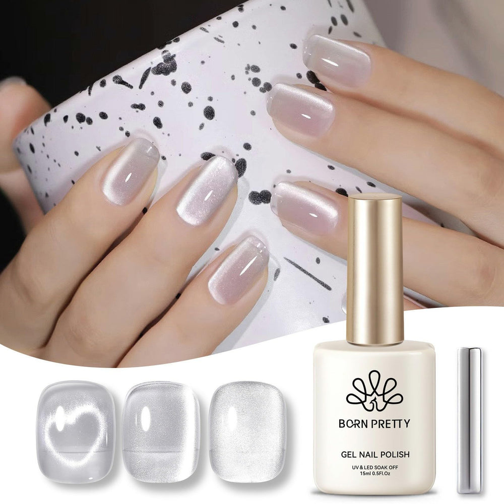 Born Pretty Moonlight White con efecto ojo gato para manicura con destellos
