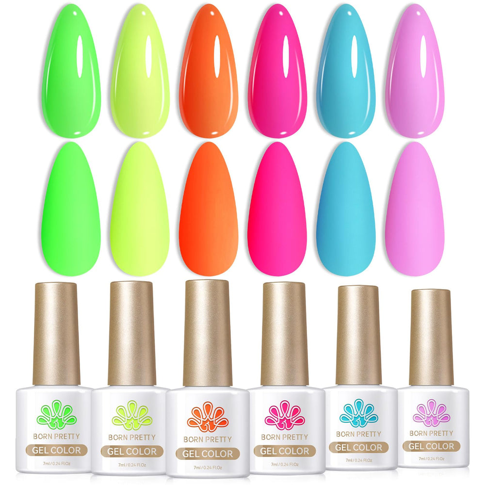 Born Pretty: botellas de gel neon para uñas con brillo duradero