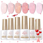 Born Pretty: esmaltes gel Jelly rosa translúcido en botellas para manicura casera
