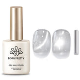 Born Pretty flowing light white bottle shows luminous magnetic shimmer for nails.