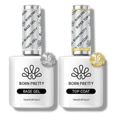 Born Pretty gel base de 15 ml en envase, mejora adherencia para manicura duradera.
