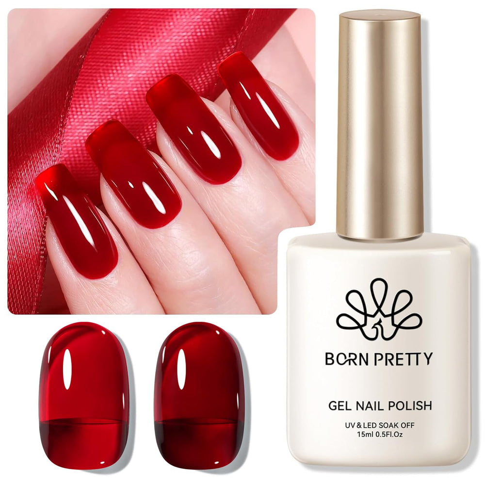 Born Pretty jelly burgundy bottle demonstrates a wine-red gel finish.