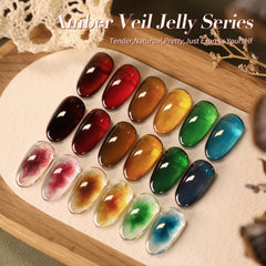 Born Pretty Jelly Gel Nail Polish, capas 1-3 muestran distintos efectos.