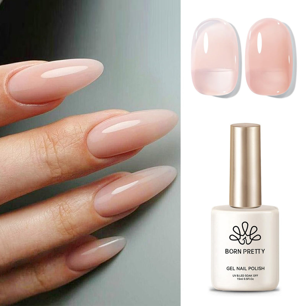 Born Pretty Jelly Nude Gel Polish bottle with translucent nude shade for natural nails.