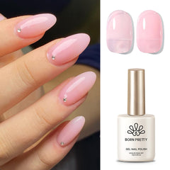 Born Pretty jelly pink nail polish bottle showing sheer color suitable for DIY nails