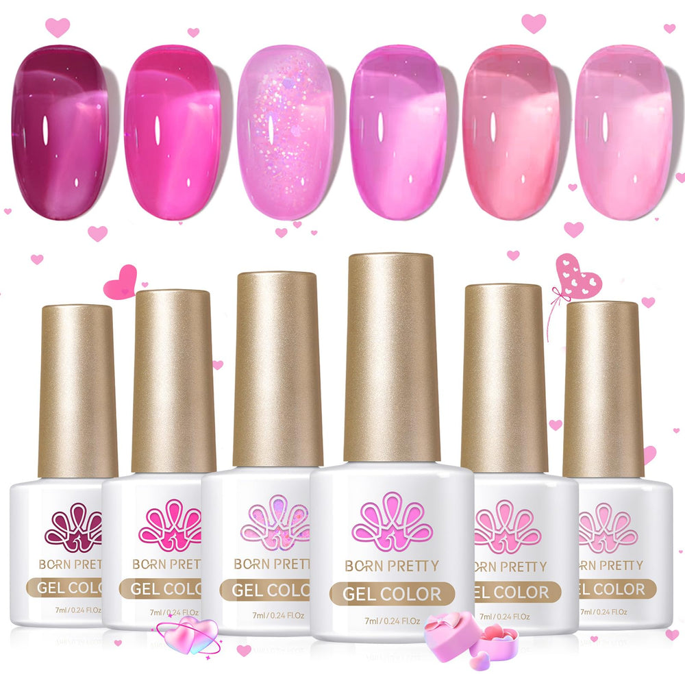 Born Pretty Jelly Rosa Leche: acabado translúcido para manicura elegante.