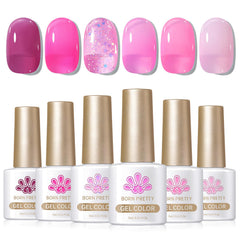 Born Pretty Jelly Rosa Leche: aplicación suave y brillo claro en uñas.