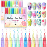 Born Pretty Nail Art Pens Set with 12 neon colors for creative DIY manicures.