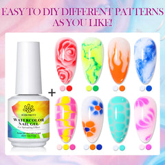 Born Pretty Nail Blooming Gel watercolor effect on nails enhances color blending