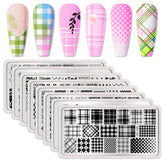 Born Pretty plaid leaves nail plate for chic, versatile nail art.
