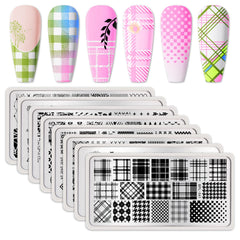 Born Pretty plaid leaves nail plate for chic, versatile nail art.