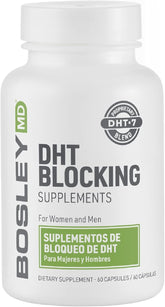 BosleyMD DHT-7 blend bottle front view showing vegan capsules