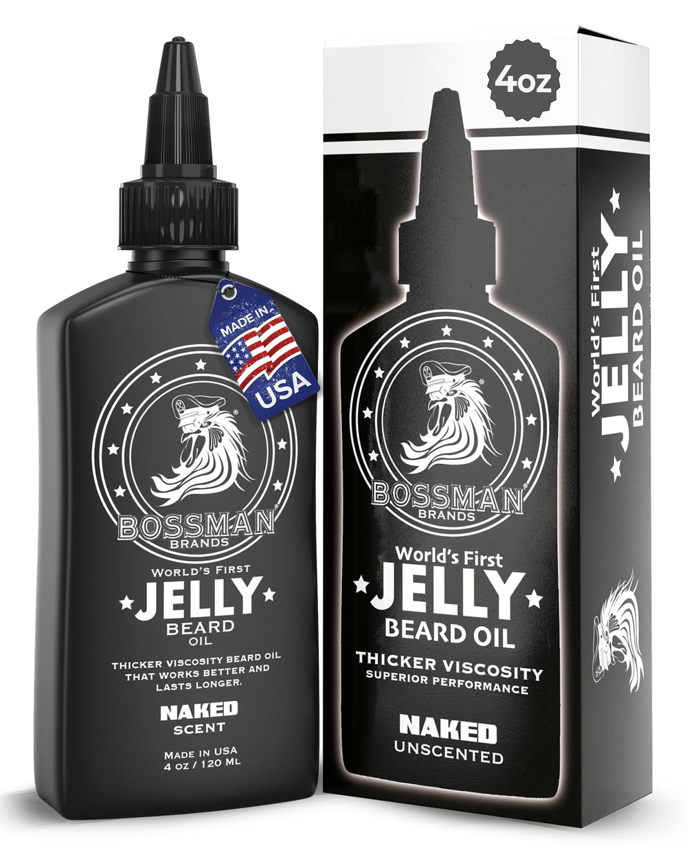 Bossman Jelly Beard Oil 4oz bottle for deep hydration and a fuller beard.