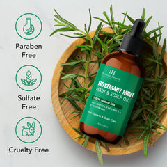 Botanic Hearth Aceite con menta y romero, sensación fresca y estimulación suave del cuero cabelludo.