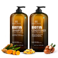 Botanic Hearth Biotin Shampoo ginger oil bottle with refreshing scent and gentle daily cleansing.