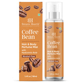 Botanic Hearth Coffee Hair Mist bottle close-up showing rich fragrance for daily wear.