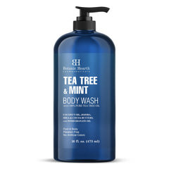 Botanic Hearth gel ducha con árbol de té y menta en botella, limpieza suave para la piel