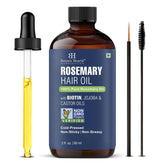 Botanic Hearth Hair Oil bottle close-up showing rosemary infusion for scalp nourishment.