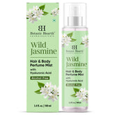 Botanic Hearth Jasmine Hair Perfume & Body Mist bottle closeup shows delicate jasmine aroma for all-day freshness