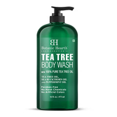 Botanic Hearth Tea Tree Body Wash botella 16 onzas para limpieza profunda y frescura