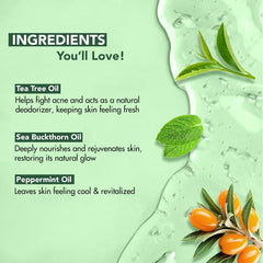 Botanic Hearth Tea Tree Body Wash foamy lather for cleansing.