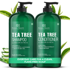 Botanic Hearth Tea Tree Shampoo bottle close-up for refreshing scalp care
