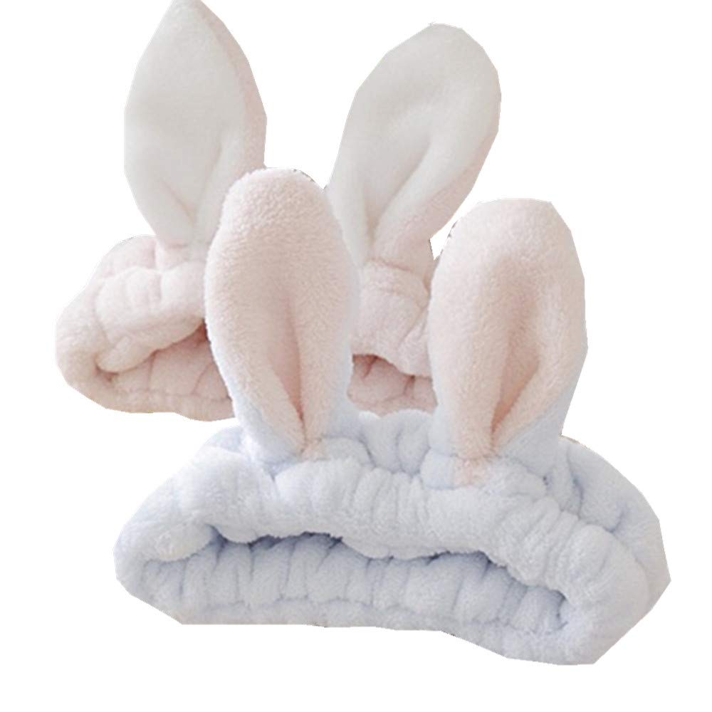 Bouti1583 bunny ear headband in pink keeps hair away during makeup