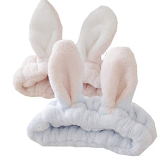 Bouti1583 bunny ear headband in pink keeps hair away during makeup