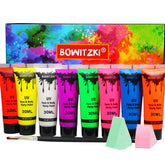 Bowitzki Pintura Neon UV para rostro y cuerpo con 8 tubos de 30 ml.