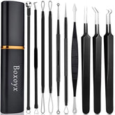 Boxoyx pimple popper tool kit with 10 pieces for at-home blackhead removal
