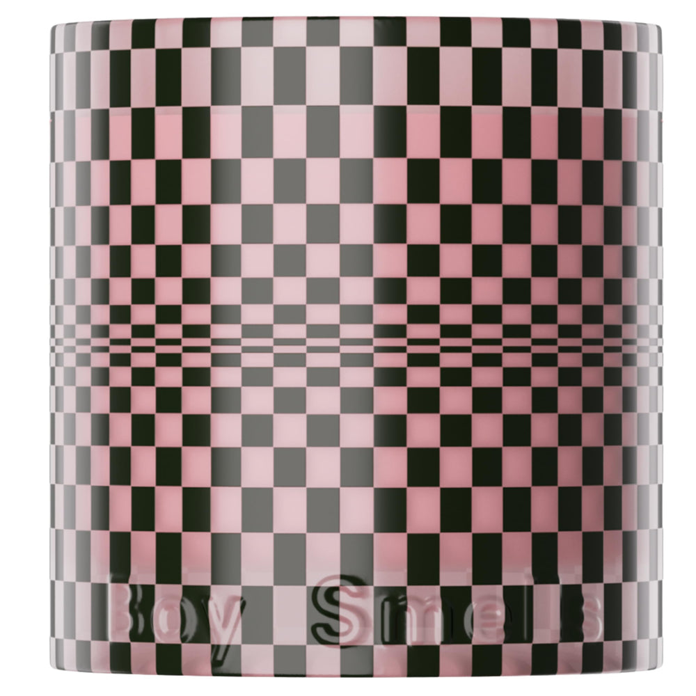 Boy Smells Festive Checker Hinoki Fantôme bottle highlighting warm spice and woodsy ambiance.