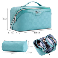 BOYATU checkered makeup bag detachable pouches simplify packing for trips.