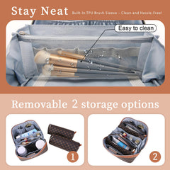 BOYATU makeup bag with handle for easy travel in any setting.
