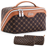 BOYATU travel makeup bag with large compartments for organized cosmetics on the go.