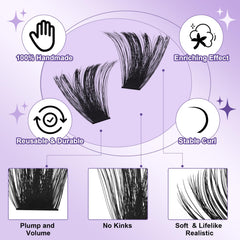 BQaugen D-curl lash extensions create a bold, curvy outline