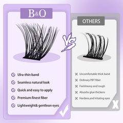 B&Qaugen Lash Clusters B05 D Curl 8-16mm forming natural-looking lash line with flat band