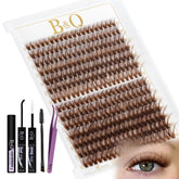 B&Qaugen Mocha brown lash clusters kit cover image for at-home DIY lash extensions