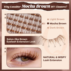 B&Qaugen Mochalash 01 close-up of brown lash clusters for a natural daily look.