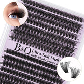 B&Qaugen Supersoft lash clusters 70D-90D in 10-18mm deliver lush volume with comfort.