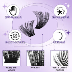 B&Qaugen wispy cat-eye lash clusters 12-16mm create a flattering eye shape.